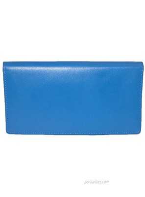 CTM Womens Leather Basic Checkbook Cover in Fashion Colors Cobalt