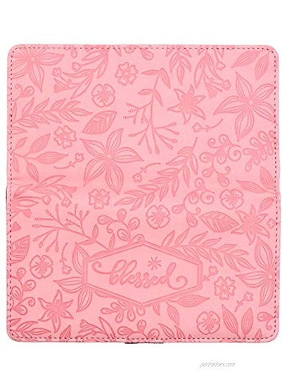 Floral Checkbook Cover for Women Card Holder Wallet for Checks & Credit Cards RFID Blocking Pink