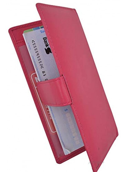 Genuine Leather Basic Checkbook Holder with Snap Closure Pink