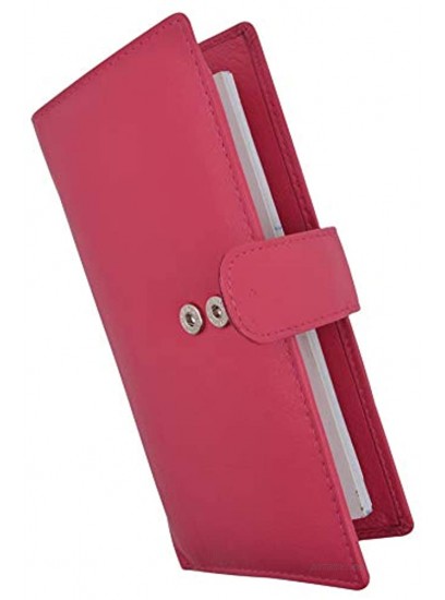 Genuine Leather Basic Checkbook Holder with Snap Closure Pink
