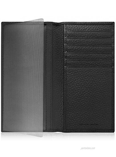 Genuine Leather Checkbook Cover For Women & Men Checkbook Holder Check Book Covers For Duplicate Checks Card Wallet RFID