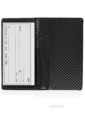 Leather Checkbook Cover Holder with Free Divider Right Handed with Middle Pen Design Checkbook Cover Case for Women Men