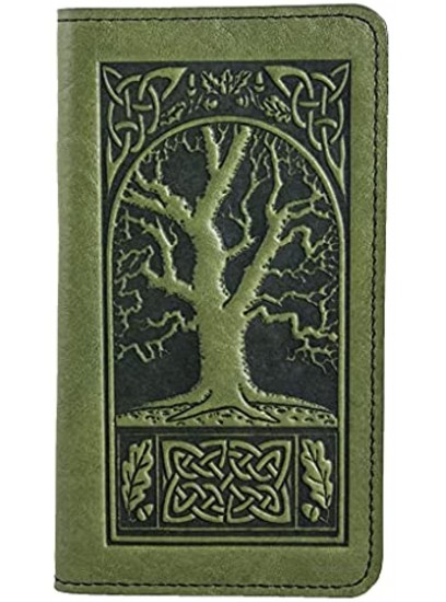 Oberon Design Celtic Oak Embossed Genuine Leather Checkbook Cover 3.5x6.5 Inches Fern Color Made in the USA