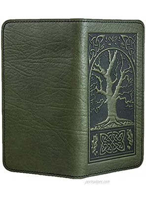 Oberon Design Celtic Oak Embossed Genuine Leather Checkbook Cover 3.5x6.5 Inches Fern Color Made in the USA