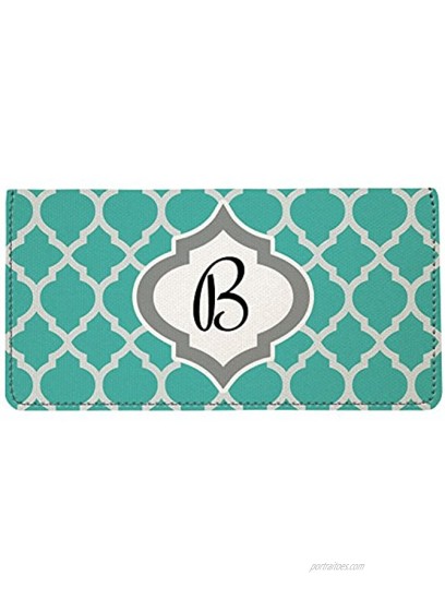 Snaptotes Personalized Monogram Teal Moroccan Checkbook Cover