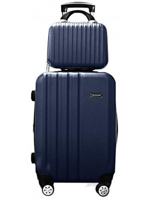 2 Piece Carry On Luggage Set 12inch Cosmetic Case 20inch ABS Trunk Suitcase with TSA Lock Spinner Wheels