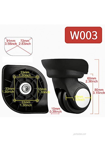 Black Swivel Luggage Suitcase Caster Wheels Suitcase Weels Replacement Set of 2 W003 3.74x3.58x1.92Inch
