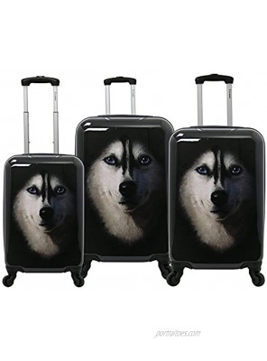 Chariot Dog 3-Piece Expandable Hardside Lightweight Spinner Luggage Set-Husky One Size