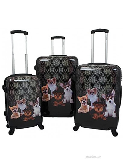 Chariot Doggies 3-Piece Hardside Lightweight Upright Spinner Luggage Set One Size