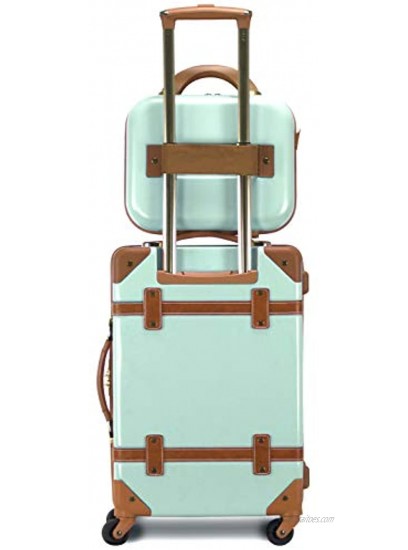 Chariot Gatsby 2-piece set Hardside Expandable Carry On Luggage With Matching Beauty Case Mint