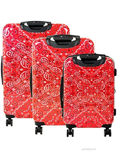 Concept One Printed Hardside Luggage with Spinner Wheels Red 3 Piece Set