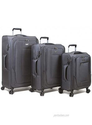 Dejuno Twilight Lightweight Nylon 3-Piece Spinner Luggage Set Charcoal