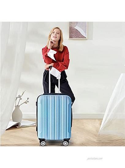 FOCHIER 3 Piece Hardshell Luggage Set Hardside Lightweight Fashion PC+ABS Suitcase with Spinner Wheels & TSA Lock 20 24 28 inch Blue