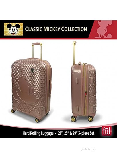 ful Disney Mickey Mouse Rolling Luggage Set Hardside Travel Suitcases with Spinner Wheels 29 25 and 21 Inches Rose Gold