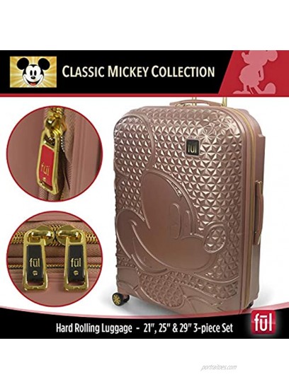 ful Disney Mickey Mouse Rolling Luggage Set Hardside Travel Suitcases with Spinner Wheels 29 25 and 21 Inches Rose Gold