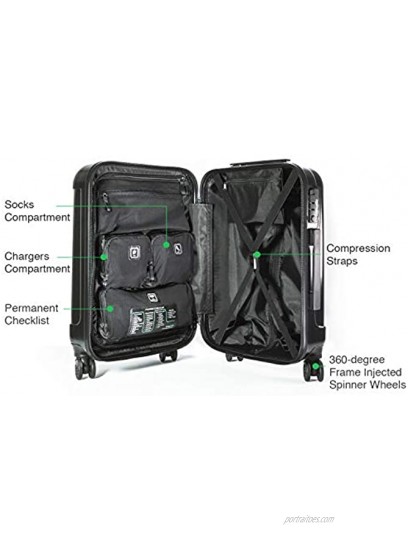 Genius Pack Hardside Luggage Spinner Smart Organized Lightweight Suitcase 2 Piece Set 21 29 Supercharged Hunter Green