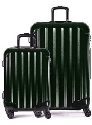 Genius Pack Hardside Luggage Spinner Smart Organized Lightweight Suitcase 2 Piece Set 21" 29" Supercharged Hunter Green