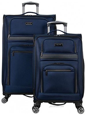 Kenneth Cole Reaction Rugged Roamer Luggage Collection Lightweight Softside Expandable 8-Wheel Spinner Travel Suitcase Bag Navy 2-Piece 20" Carry-On 28" Check Size