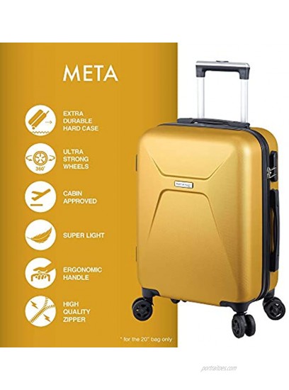 Luggage Set Hard Shell With Spinner Goodyear Wheels Integrated TSA lock Set of 3 Pieces Hard Case META Mustard Yellow