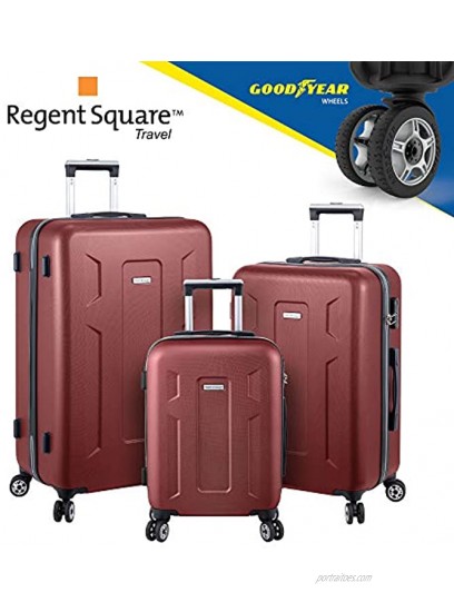 Luggage Set Hard Shell With Spinner Goodyear Wheels Integrated TSA lock Set of 3 Pieces Hard Case FUTURA Maroon