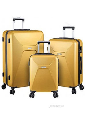 Luggage Set Hard Shell With Spinner Goodyear Wheels Integrated TSA lock Set of 3 Pieces Hard Case META Mustard Yellow