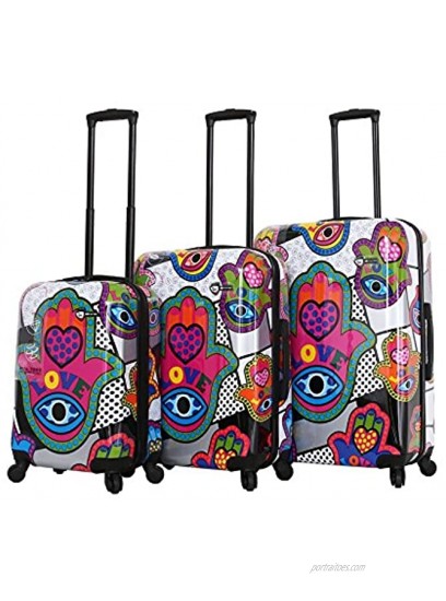 Mia Toro Italy-Hamsa Love S Hard Side Spinner Luggage 3pc Set Multicolored One Size