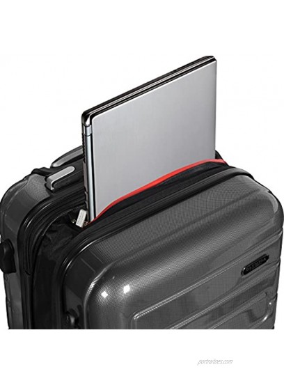 Olympia Nema 3-Piece Exp. Hardcase Spinner Luggage Set W TSA Lock Black One Size