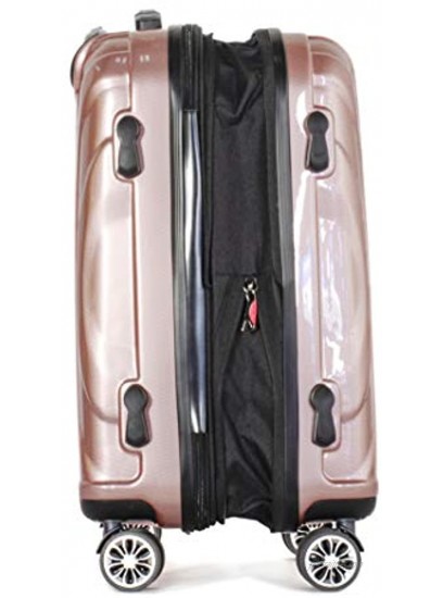 Olympia Phoenix 3-Piece Pc Exp. Hardcase Spinner Set W Hidden Compartment ROSE PINK