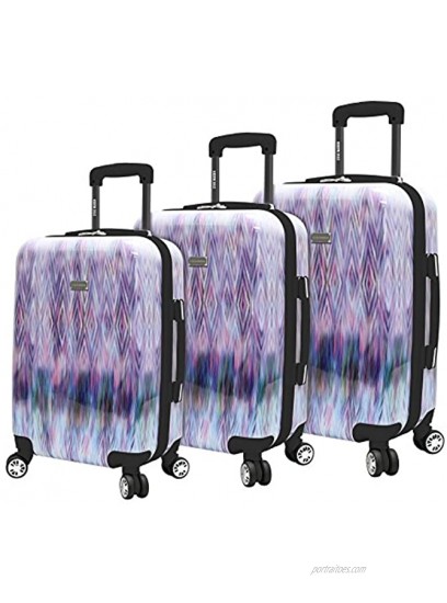 Steve Madden Luggage Collection 3 Piece Hardside Lightweight Spinner Suitcase Set Travel Set includes 20 Inch Carry On 24 inch and 28 Inch Checked Suitcases Diamond