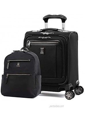 Travelpro Platinum Elite Softside Expandable Spinner Wheel Luggage Backpack Set Shadow Black 2-Piece