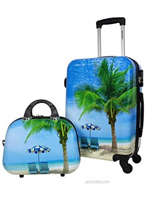 World Traveler Palm Tree Hardside 2-Piece Carry-On Spinner Luggage Set One_Size
