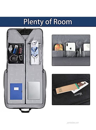 Garment Bags for Travel Carry On Garment Bag for Business Trips with Shoulder Strap Mancro Waterproof Foldable Luggage Hanging Suit Bags Gift for Men Women 2 in 1 Suitcase for Coats Suits Black