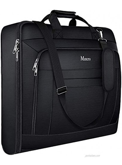 Garment Bags for Travel Carry On Garment Bag for Business Trips with Shoulder Strap Mancro Waterproof Foldable Luggage Hanging Suit Bags Gift for Men Women 2 in 1 Suitcase for Coats Suits Black