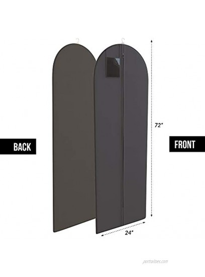 Gown Garment Bag for Women’s Prom and Bridal Wedding Dresses ID Window 72” x 24” Black by Your Bags