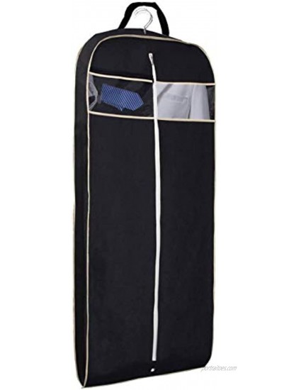 MISSLO 43 Gusseted Travel Garment Bag with Accessories Zipper Pocket Breathable Suit Garment Cover for Shirts Dresses Coats Black