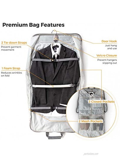 Prottoni 44-Inch Suit Carrier For Travel Garment Suitcase With Toiletry Bag Black + Clear Toiletry Bag 44