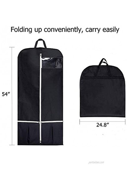 SLEEPING LAMB Breathable Gusseted Garment Bag 54 Dress Suit Cover with 2 Large Mesh Pockets Black