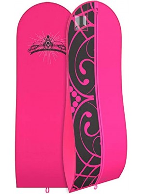 Your Bags Women's Gown Garment Bag Wedding Prom Dresses 72"x24" 10" Gusset Hot Pink and Black Tiara Panel