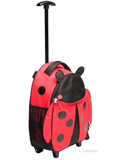 Red Balloon Kids Trolley Luggage with Wheels for Girls Ladybug