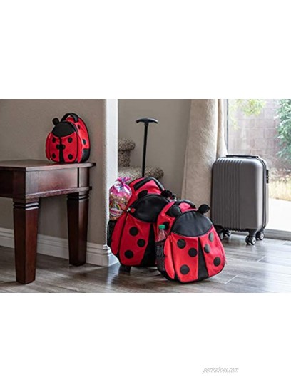 Red Balloon Kids Trolley Luggage with Wheels for Girls Ladybug