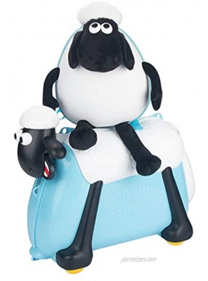 Shaun the Sheep Original Kids Ride-on and Carry-on Suitcase with Spinner Wheels,Children Luggage Light Blue