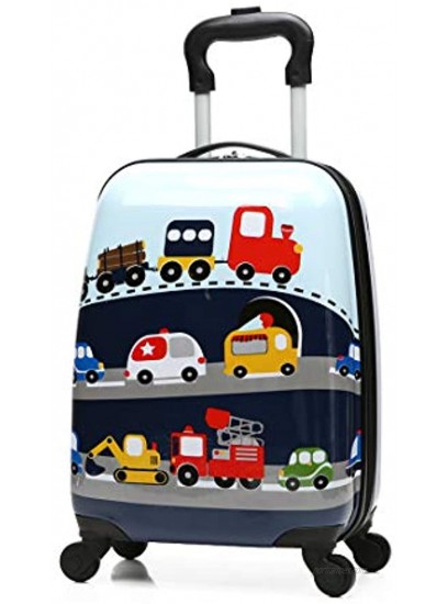 WCK 2 Pcs Carry On Luggage for Kids 12 & 18 Kids Suitcase with 4 Spinner Wheels,Lightweight Rolling Trolley Luggage Set for Travel
