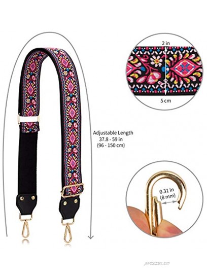 Allzedream Adjustable Guitar Style Purse Strap Replacement Crossbody Bags Jacquard Weave Embroidered