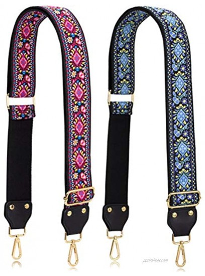 Allzedream Adjustable Guitar Style Purse Strap Replacement Crossbody Bags Jacquard Weave Embroidered