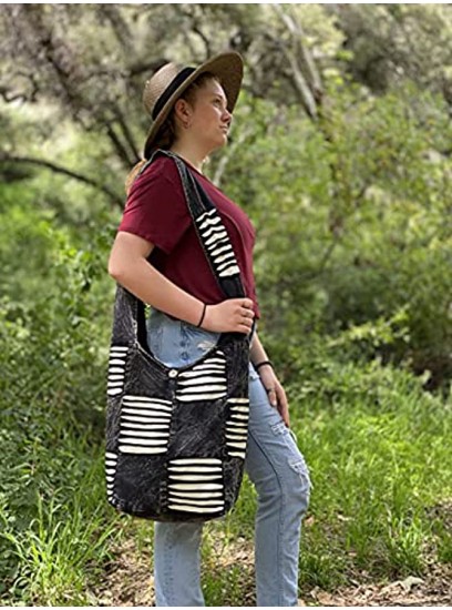 Black and White Razor Cut Patchwork Unique Crossbody Shoulder Boho Hippie Handbag Purse