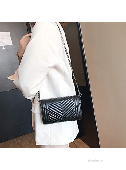 Black Leather Quilted Crossbody Bags for Women Chain Shoulder Bag Cell Phone Wallet Strap Iphone Cross body Purse Handbag