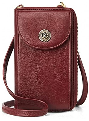 BROMEN Small Crossbody Bag for Women Leather Cellphone Wallet Fashion Travel Shoulder Bag