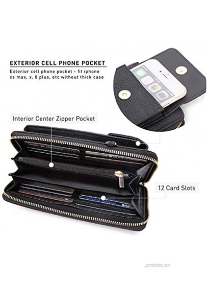 Cellphone Wallet Purse Phone Pouch Wristlet Clutch Crossbody Shoulder Bag 12 Slots