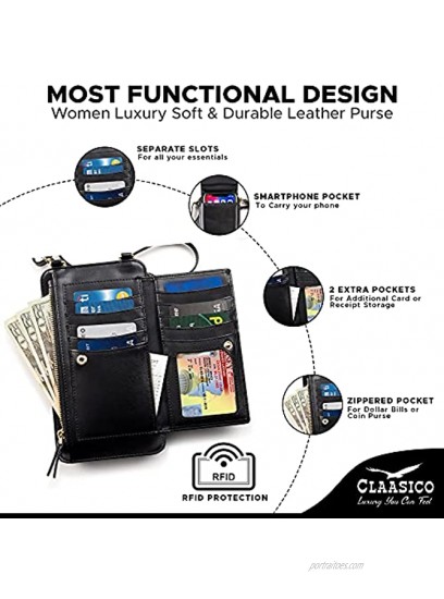 Claasico Womens Crossbody Wallet & Phone Case | iPhone Samsung Magnet Cell Pouch & Handbag