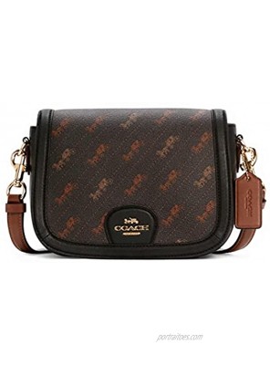 COACH Womens Saddle Bag With Horse And Carriage Dot Print IM Black Brown Multi
